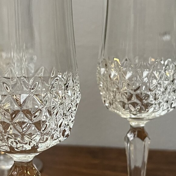 Cristal D'Arques Durand Longchamp Crystal Set of 3 Champagne Flutes Wine Glasses - Picture 7 of 9